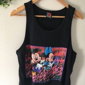 Vintage Disney Mickey and Minney black tank top